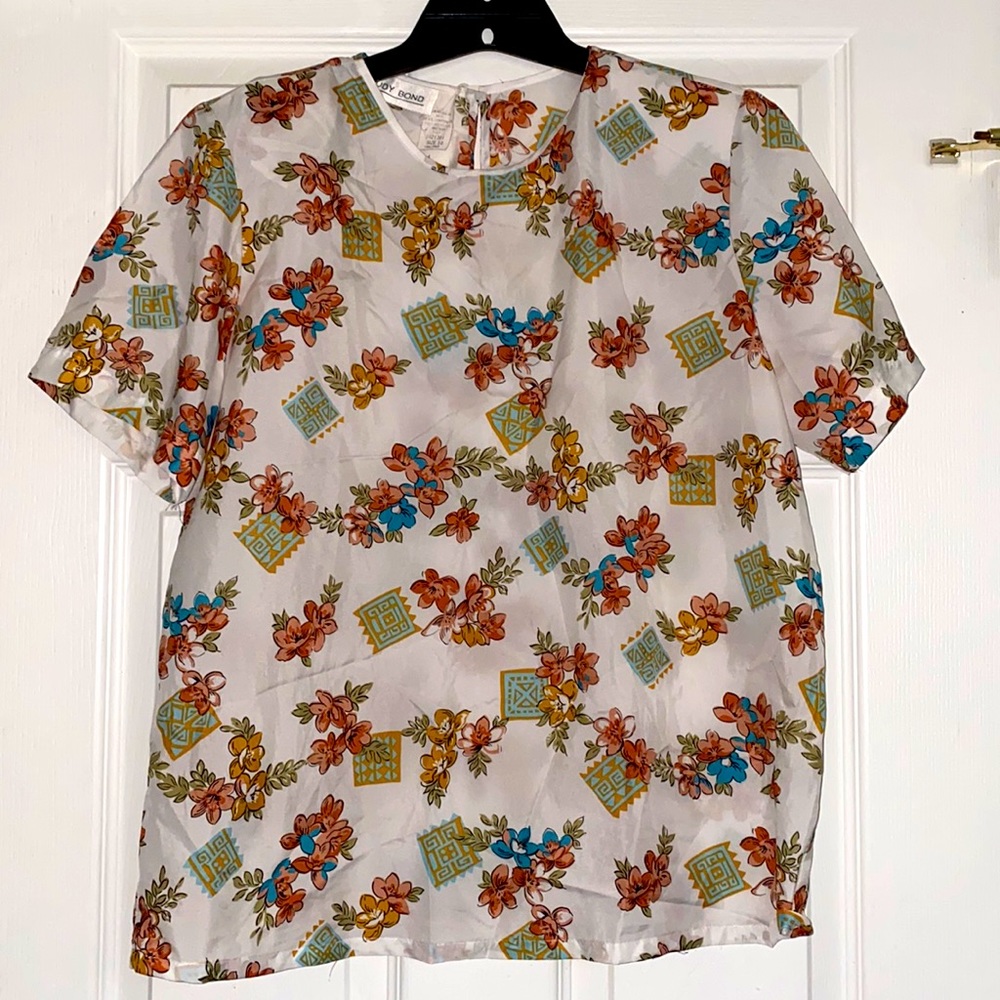 Judy Bond Polyester Floral White Shirt